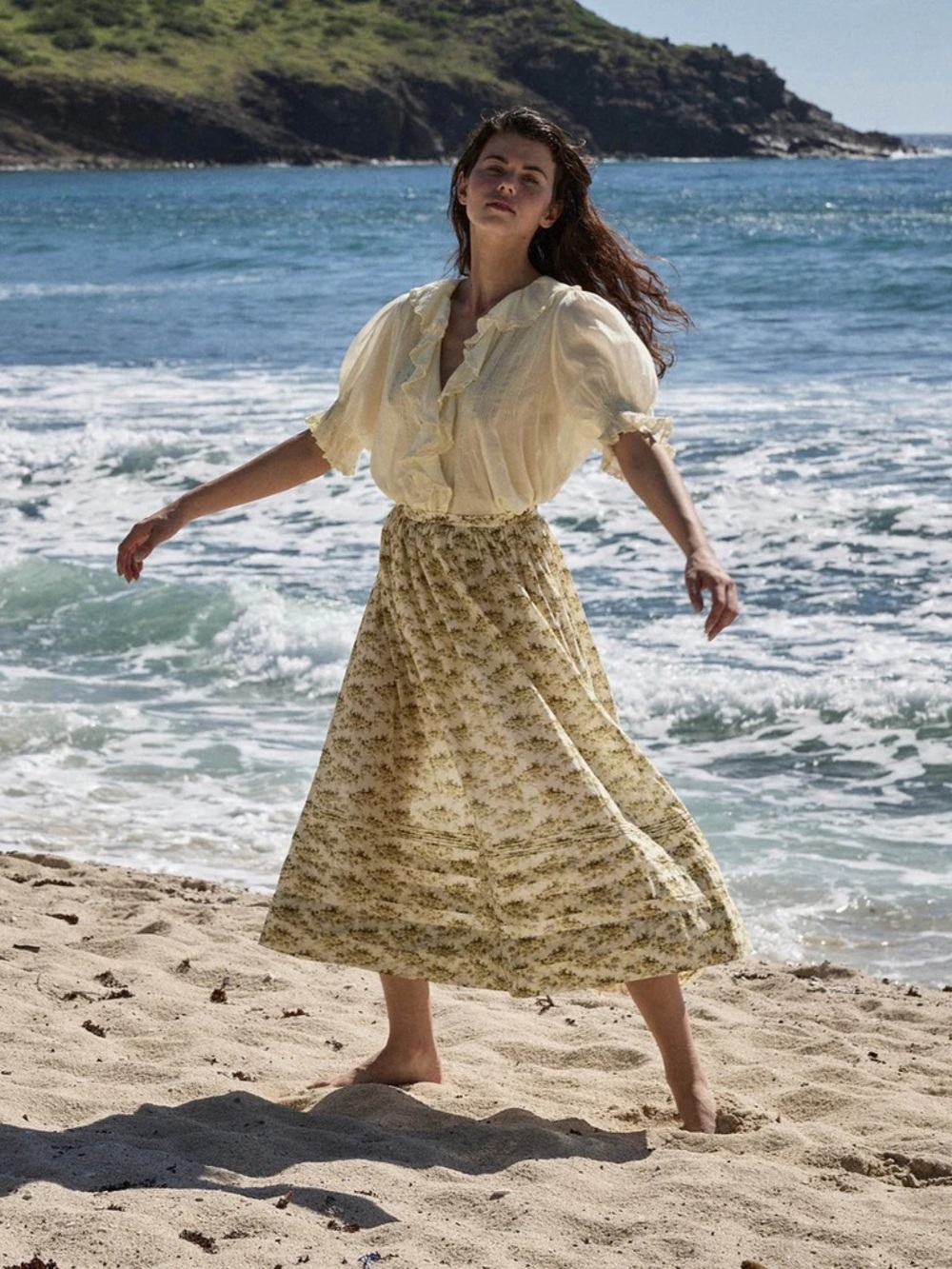 BNWT doen marcie skirt in citron rosier floral